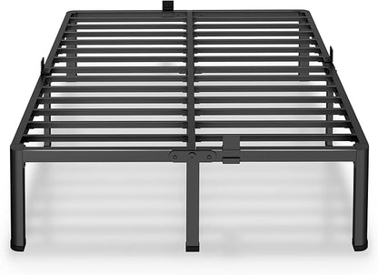 MAF 16 Inch Queen Bed Frames with Round Corner Legs Mattress Slide Stopper No Box Spring Needed Heavy Duty Metal Platform Bed Frame Under-Bed Storage Space, 3000 LBS Steel Slats Support