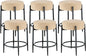 Dining Room Chairs Set of 6, 23.6" Sherpa Backless Beige Boucle Dining Chair with Black Metal Legs, Mid Century Modern Living Room Round Upholstered Chairs