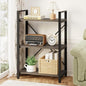 BON AUGURE 3 Tier Bookshelf, Small Rustic Book Shelf, Short Industrial Bookcase, Wood Metal Standing Etagere for Office, Bedroom and Living Room (Greige Oak)