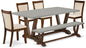 East West Furniture V797MZN32-6 6 Piece Dining Set Contains a Rectangle Dining Room Table with V-Legs and 4 Light Beige Linen Fabric Upholstered Chairs with a Bench, 40x72 Inch, Multi-Color