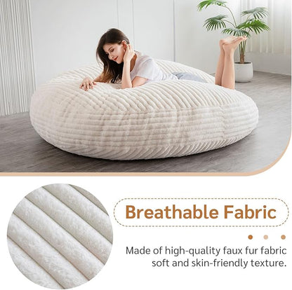 BYBYME 3 in 1 Bean Bag Chairs, Bean Bag Bed for Adults High-Density Foam Filling, Convertible Sofa Bed Faux Fur, Giant Bean Bag Chairs for Adults