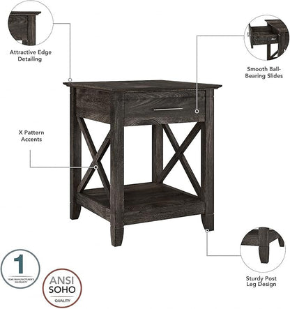 Bush Furniture Key West Coffee Table with Set of 2 End Tables in Dark Gray Hickory