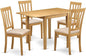 East West Furniture NDAN5-OAK-C 5 Piece Dining Room Table Set Includes a Rectangle Kitchen Table with Dropleaf and 4 Linen Fabric Upholstered Dining Chairs, 30x48 Inch, Oak