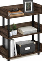 Furinno Turn-N-Tube 3-Tier Multipurposes Display Rack, Open Shelf Rack/Storage with Back & Side Panel, Walnut