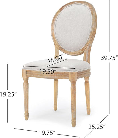 Christopher Knight Home Phinnaeus Polyester Beige Fabric Dining Chair (Set of 2), 2-Pcs Set