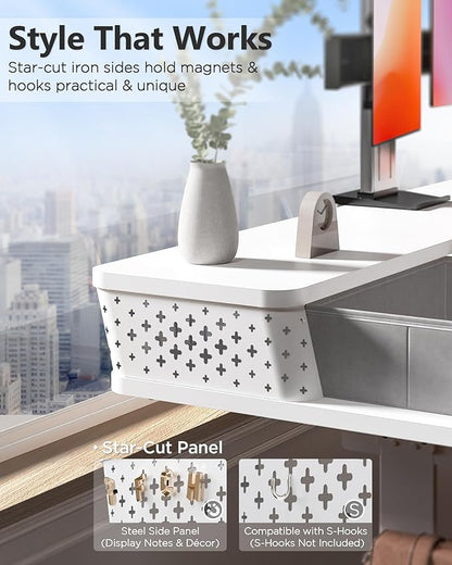 40x24 Inch Standing Desk with Double Drawers, C-Clamp Mount Compatible, Electric Adjustable Height Computer Stand Up Desks, Home Office Sit Stand Table with 3 Preset Heights & 2 Hooks, White
