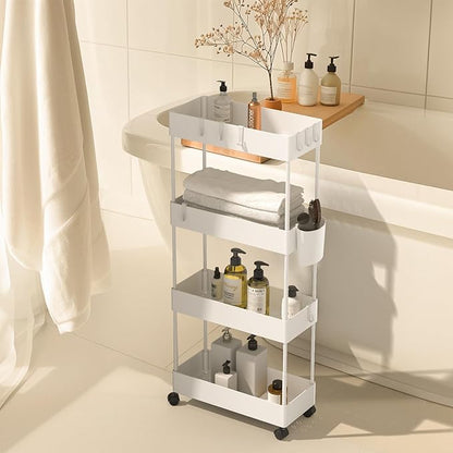 Pipishell Slim Storage Cart with Wheels, Bathroom Cart Organizer Bathroom Storage Small, Rolling Cart for Bathroom, Laundry Room, Kitchen, Narrow Space, Black PIUC04