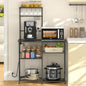 Bakers Rack with Power Outlet, Kitchen Microwave Stand with 10 S-shaped Hooks, 6-Tier Coffee Bar Station, Kitchen Storage Shelf Rack for Spices, Pots, Gray
