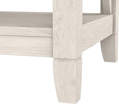Bush Furniture Key West Small End Table with Storage | Modern Farmhouse Accent Shelf for Living Room in Linen White Oak