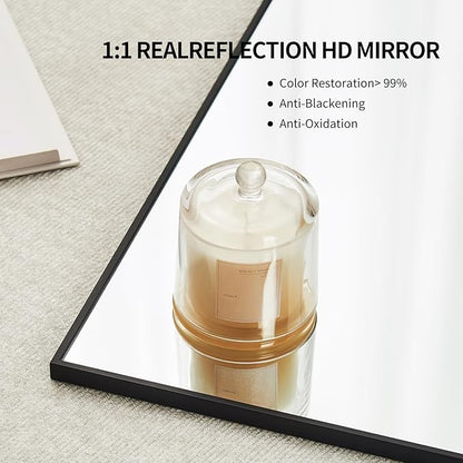 Black Bathroom Mirror for Wall, Rectangle Mirrors with Metal Frame, Modern Vanity Wall Mirror Decor for Entryway Hangs, Bathroom Living Room Horizontal or Vertical (Black, 48" L x 30" W)