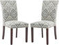 COLAMY Upholstered Parsons Dining Chairs Set of 2, Fabric Dining Room Kitchen Side Chair with Nailhead Trim and Wood Legs - Grey/White Flower