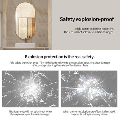 LAIYA 40x24inch Oval Wall Bathroom Mirror with Golden Aluminum Frame,Wall Mounted Oval Vanity Mirrors， Explosion-Proof Glass, Waterproof Design, Easy Installation，Horizontally/Vertically