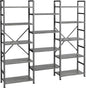 SUPERJARE Triple 5 Tier Bookshelf, Bookcase with 14 Open Display Shelves, Wide Book Shelf Book Case for Home & Office, Grey