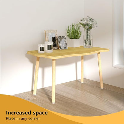 Cookie Coffee Table Low Table with 4 Solid Wood Sturdy Legs, Floor Table Desk for Sitting on The Floor, Storage and Living Room Furniture (Natural)