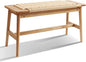 33.5" L Wood Dining Bench Indoor, 100% Natural Solid Oak Bed Bench Hand Woven Enterway Bench Small Bench for Dining Room, Bedroom, Kitchen (Natural)