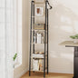 Ladder Shelf, Bookshelf Bookcase, Freestanding Corner Storage Shelve with 2 Hooks for Home Office, Living Room, Kitchen, Bedroom, Industrial, 6-Tier Greige BC13305B
