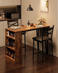 GAOMON 3 Piece Bar Table Set for 2, Bar Table and Chairs Set with with Flip Top Extension, Dining Table Set with Storage Shelves, Suitable for Small Space Kitchen Apartment, Brown