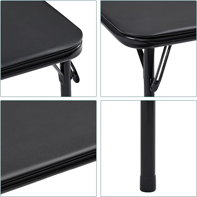 VECELO Kids Folding Activity Table and Chair Set, with Ultra Soft Padded Cushion, 3 Piece, Black