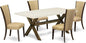East West Furniture X727VE703-5 5 Piece Dinette Set for 4 Includes a Rectangle Dining Room Table with X-Legs and 4 Brown Linen Fabric Upholstered Parson Chairs, 40x72 Inch, Multi-Color