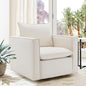 COLAMY Swivel Accent Chair, 34 Inches Upholstered Arm Chair with Plump Back Pillow, Modern Sofa Living Room Chair for Bedroom, Corner, Reading Beige
