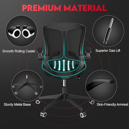 Ergonomic Office Chair - 400LB Comfy Desk Chairs with Back Support, Heavy Duty Mesh Computer Chairs with Wheels and Arms for Home Office, Study, Bedroom and Dorm