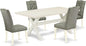 East West Furniture X027EL207-5 5 Piece Dining Room Furniture Set Includes a Rectangle Dining Table with X-Legs and 4 Gray Linen Fabric Upholstered Chairs, 40x72 Inch, Multi-Color