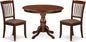 East West Furniture HBDA3-MAH-C 3 Piece Dining Set Contains a Round Dining Room Table with Pedestal and 2 Linen Fabric Upholstered Chairs, 42x42 Inch, Mahogany