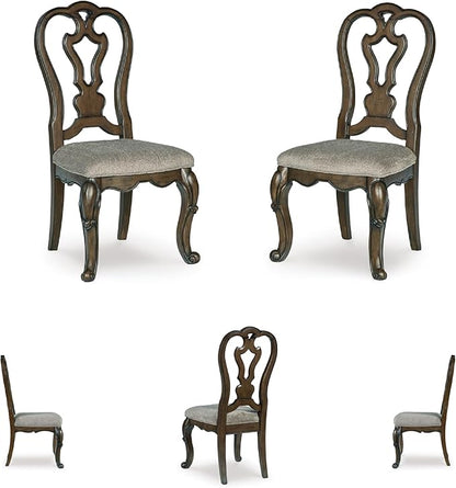 Signature Design by Ashley Maylee Classic Upholstered Armless Dining Chair, Set of 2, Dark Brown