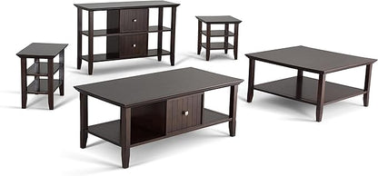 SIMPLIHOME Acadian 14-inch Wide Solid Wood Narrow End Table in Brunette Brown, Transitional-Style Side Table for Living Room, Bedroom, or Family Room with 2 Open Shelves