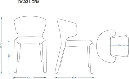 Manhattan Comfort Conrad Mid Century Modern Dining Chairs Woven Tweed Upholstered Kitchen Furniture with Contoured Back, Foam Padding & Metal Legs, Set of 2, Saddle