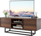 HAIOOU TV Stand for 50 55 Inch TV, Modern TV Console Small Entertainment Center with Sturdy Metal Base, Push-to-Open Doors and Soft-Close Hinges for Living Room, Bedroom - Walnut Brown