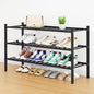 Smiry Shoe Rack, 3 Tier Long Bamboo Shoe Organizer, Stackable Free Standing Wooden Shoe Storage Shelf for Closet, Entryway, Front Door Entrance, Black