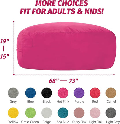 7FT Bean Bag Chair with Ultra Soft Velvet Cover Bean Bag Sofa with Memory Foam Bean Bag Chairs with Large Size Lazy Sofa for Dorm Office Living Room Bedroom Hot Pink 7'