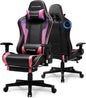 GTPLAYER Gaming Chair with Bluetooth Speakers and Footrest, Ergonomic Gamer Chair with Reclining Backrest, 3D Armrests, Adjustable Seat Height, Computer Desk Chair for Adults (Colourful)