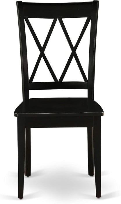 East West Furniture SHCL5-BLK-W 5 Piece Dining Room Table Set Includes a Round Wooden Table with Pedestal and 4 Kitchen Dining Chairs, 42x42 Inch, Black