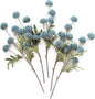 Floroom 5pcs Dusty Blue Faux Silk Mums Artificial Flowers, Bulk Fake Small Mini Chrysanthemums with Stems for DIY Slate Blue Wedding Centerpieces Floral Arrangements Vase Fillers Home Decorations