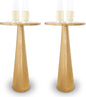 OBJET D'ART Small Round Gold End Tables, Set of 2, ABEL, 21" Height, Vintage Metal Accent, Side, Pedestal, Coctail and Drink Tables for Living Room and Small Spaces
