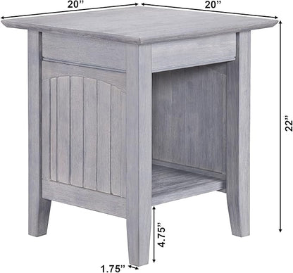 Atlantic Furniture Nantucket End Table, Driftwood, 20" x 20"