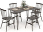 Tangkula Dining Table Set for 4, Kitchen Table and Chairs Set of 4 w/Metal Frame, 360° Swivel Feet, Space-Saving Dinette Table Set for Living Room, Restaurant, Breakfast Nook (Grey Oak)