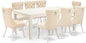 East West Furniture LGDA9-LWH-32 9 Piece Dining Table Set Includes a Rectangle Kitchen Table with Butterfly Leaf and 8 Polyester Fabric Padded Chairs, 42x84 Inch, linen white