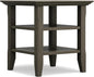 SIMPLIHOME Acadian SOLID WOOD 19 inch Wide Square Transitional End Table in Farmhouse Grey for the Living Room and Bedroom