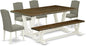East West Furniture V077EN206-6 6 Piece Dinette Set Contains a Rectangle Dining Table with V-Legs and 4 Dark Shitake Linen Fabric Parson Chairs with a Bench, 40x72 Inch, Multi-Color