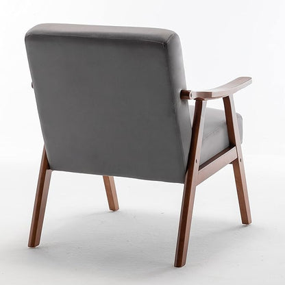 Container Furniture Accent Chair with Microfiber Upholstery and Solid Wood Frame, Classic Mid-Century Modern Living Room Furniture for Extra Seating, Grey