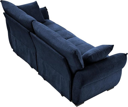Modern Chenille Fabric 2-Seat Loveseat Sofa, Premium Upholstery Living Room Couch with Tufted Backrest & Comfortable Armrests and High-Resilience Memory Foam Cushions,Blue