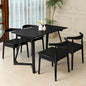 DELAVIN Solid Wood Dining Chairs Set of 4, Farmhouse Style High Ladder Back Dining Room Chairs, Modern Dining Chair for Living Room, Kitchen, Bedroom, Black