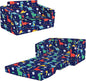 Kids Couch Convertible Sofa to Lounger for Toddler Boy, Foldable 2-in-1 Kids Sofa Bed, Toddler Chairs Comfy for Bedroom Playroom, Blue Dinosaur