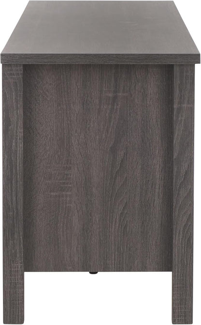 SAFAVIEH Evane TV Stand for up to 65" Flatscreen – Distressed Black & Natural, 2 Doors with Interior Storage, 2 Open Shelves, Entertainment Media Console (MED9629E)