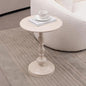 Drink Table for Small Spaces, Martini Table Cocktail Tables Drink Stand, Modern Small Side Pedestal Table, Accent End Metal Round Coffee Table for Living Room, Bedroom, Patio, Bar, White