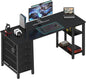 Lufeiya Gaming Desk with 4 Fabric Drawers & Storage Shelves, 63 inch Computer Writing Work Study Desk for Home Office Bedroom, Modern Simple Student PC Desks Table, Black