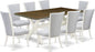 East West Furniture X077VE005-9 9 Piece Modern Dining Table Set Includes a Rectangle Wooden Table with X-Legs and 8 Grey Linen Fabric Parsons Dining Chairs, 40x72 Inch, Multi-Color